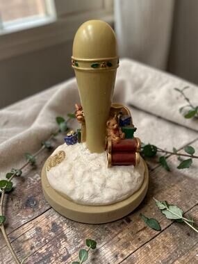 Brown Bag Cookie Art ceramic Santa's Sleigh cookie stamp with figures.